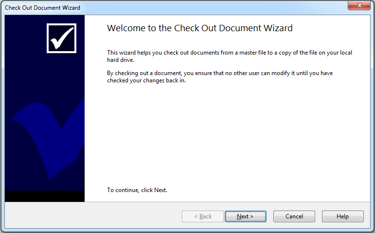 Check Out Document Wizard