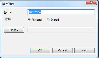 Tracker's New View Dialog