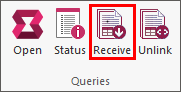 The Receive button highlighted in the Queries group of the Cloud tab.