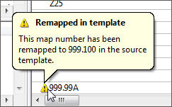 A notification bubble stating that a map number has been remapped in the source template