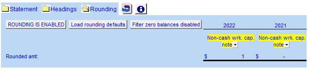 Statement of Cash Flow Rounding Options