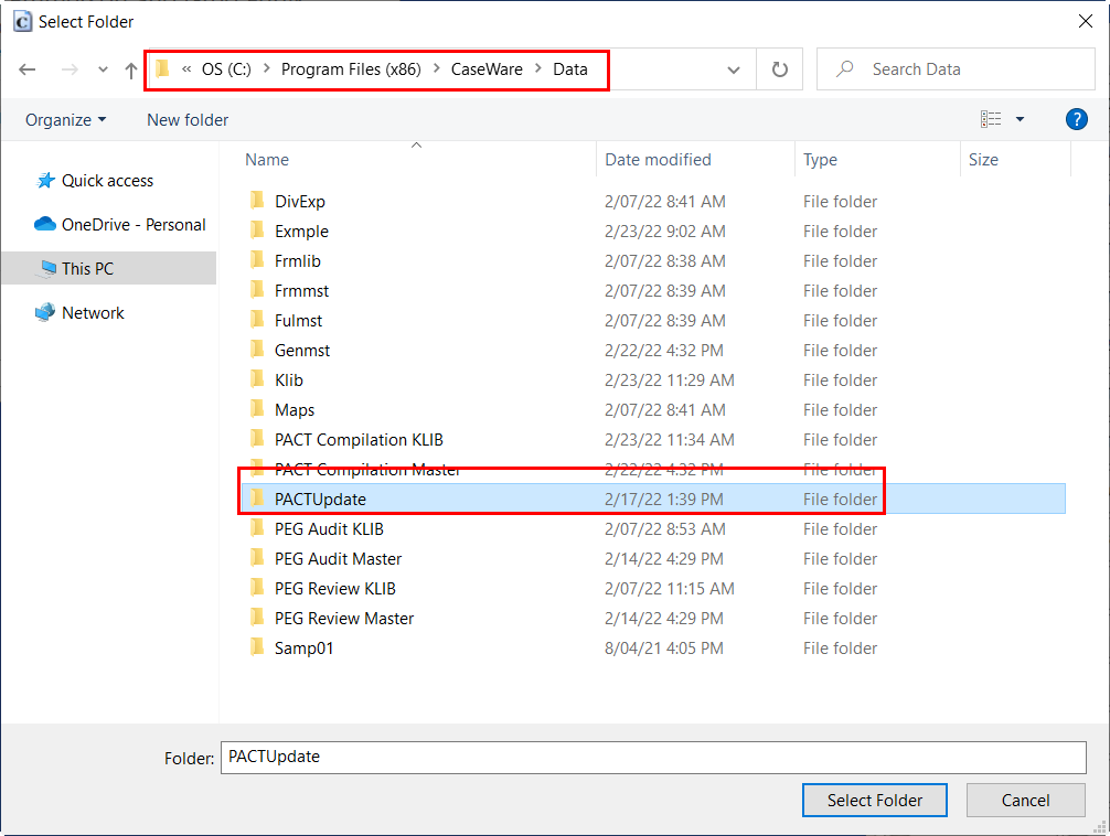 Step 3 - Connecting to the PACTUpdate Directory